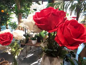 Rose artificielle géante Henriette - décoration d'intérieur - H.125cm Ø.40cm rouge
