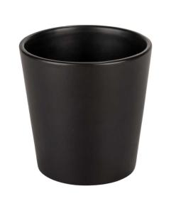 Cache pot de fleur cramique Stockholm - intrieur extrieur - 15,5x H.14,5cm noir