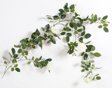 Fleurs artificielles Guirlande royale de rose - dcoration d'intrieur - H.140cm blanc