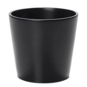 Cache pot de fleur cramique Stockholm - intrieur extrieur - 13,5x H.12,7cm noir