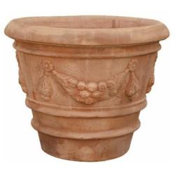 Poterie Toscane Vase Orlato feston - pot en terre cuite - .60xH.48cm
