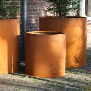 Pot pour fleur bac cylindre Atlas rouillé - extérieur jardin - H.80xØ.80cm Acier Corten