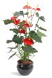 Plante artificielle fleurie Anthurium en pot - décoration d'intérieur - H.75cm rouge