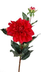 Fleur coupe artificielle Dahlia - cration de bouquet - H.70 cm rouge