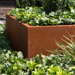 Pot pour fleur bac carré sans fond aspect rouillé - jardin terrasse - L.80xH.40cm Acier Corten