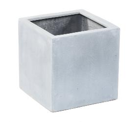 Pot pour fleur bac cube intrieur / extrieur H.20cm gris Fiberstone