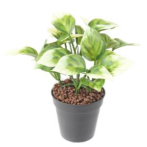 Plante artificielle Philo Bush en piquet - intérieur extérieur - H.25cm vert blanc