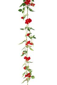 Fleurs artificielles Guirlande de rose mini - dcoration d'intrieur - H.180cm rouge