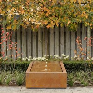 Table d'eau rectangulaire fontaine avec LED - extérieur jardin - 200x80x40cm Acier Corten