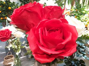Rose artificielle géante Henriette - décoration d'intérieur - H.170xØ.75cm rouge