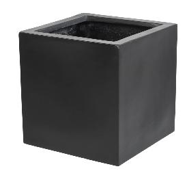 Pot pour fleur bac cube intrieur / extrieur H.20cm noir Fiberstone