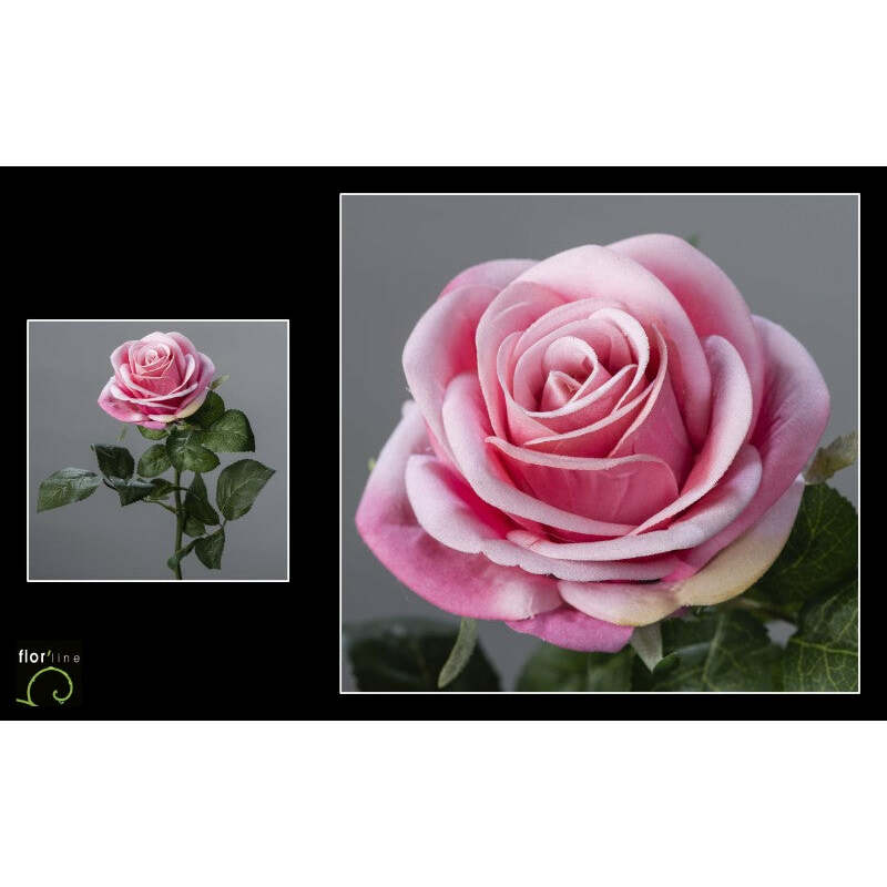 Fleur artificielle Rose velours rose hauteur 64 cm - NO2