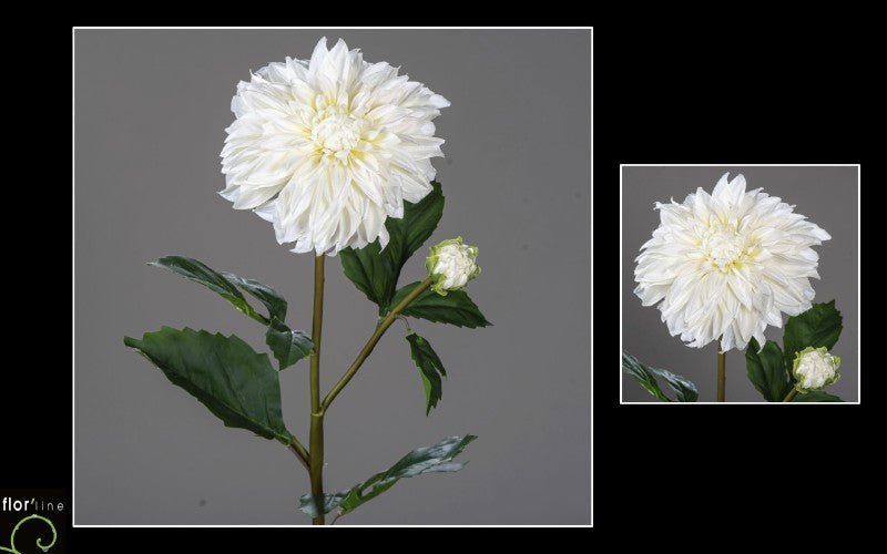Fleur artificielle de Dahlia avec un bouton - décoration d'intérieur - H.79 cm crème - P4