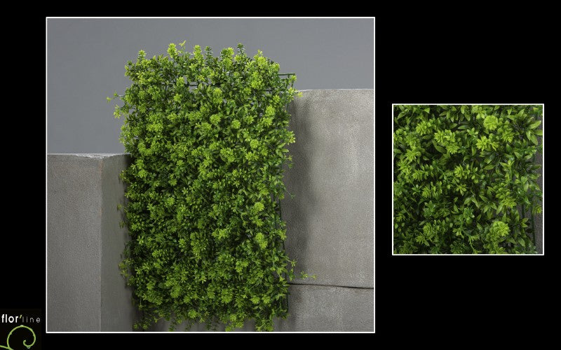 Dalle végétalisée artificielle - décoration murale - 40 cm X 60 cm vert traitement UV ETG MEZZA
