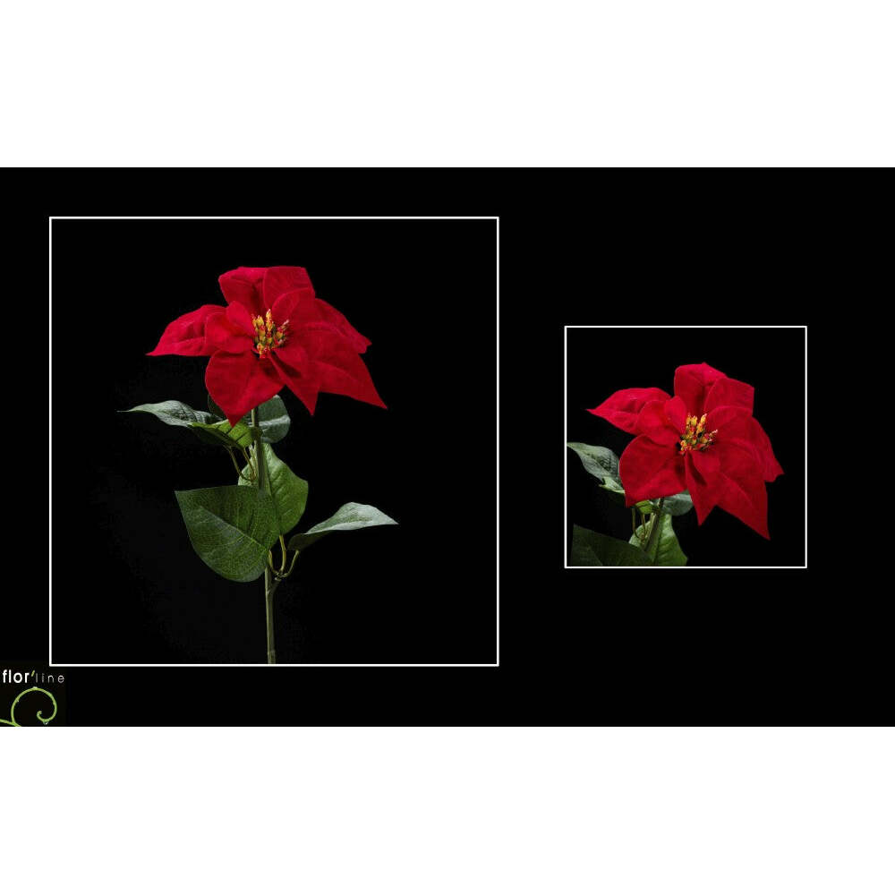 fleur artificielle tige de Poinsettia velours ROUGE - NO2