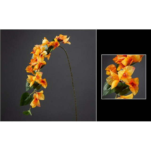 Fleur artificielle tige de bougainvillier - décoration d'intérieur - H. 78 cm - orange - Q3