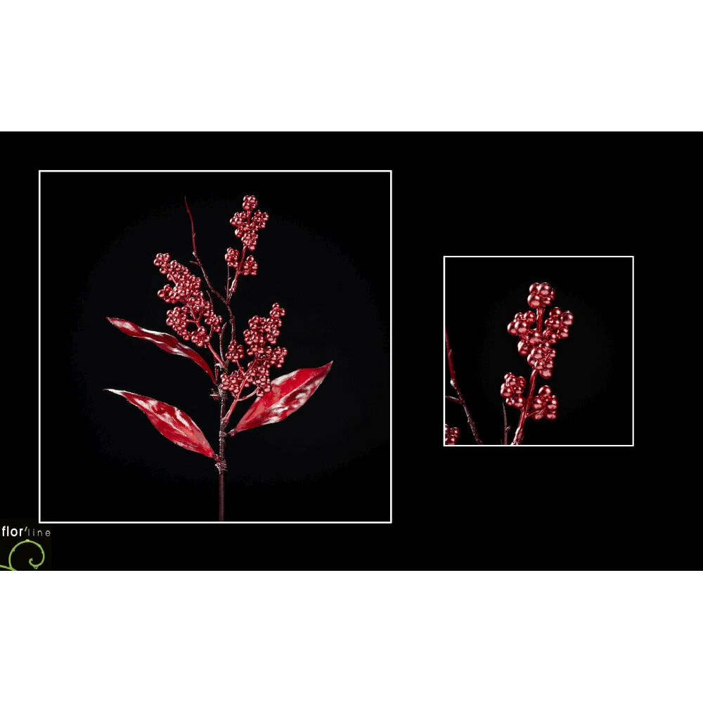 Piquet artificiel de baies couleur Cerise hauteur 45 cm - NO1