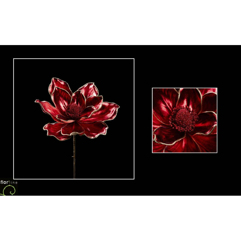 Tige de magnolia artificielle brillant rouge hauteur 60 cm - NO2