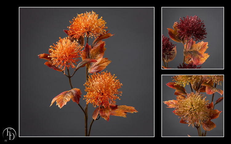 Branche de Viburnum artificielle jaune/orange H.80 cm – Feuillage lumineux aux couleurs d'automne - Z3