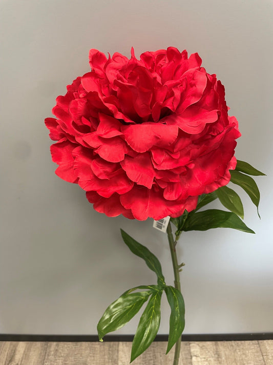 Fleur artificielle Pivoine géante - décoration d'intérieur - H. 80cm - rouge - R4