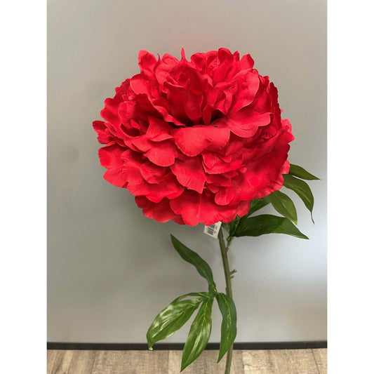Fleur artificielle Pivoine géante - décoration d'intérieur - H. 80cm - rouge - R4
