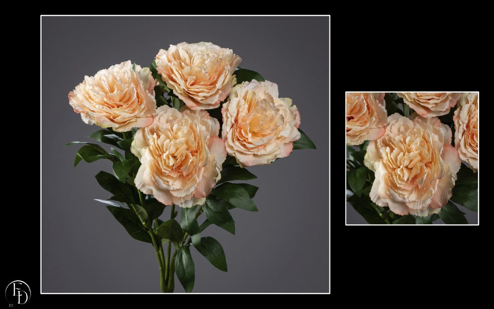 Bouquet de Pivoines artificielles saumon sur piquet - H.55 cm – Chaleur et charme naturel - S4