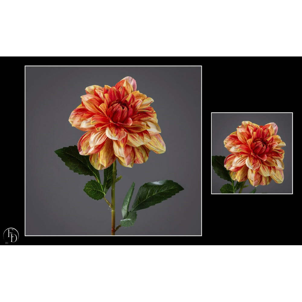 Fleur artificielle dahlia- décoration d'intérieur - H. 60 cm orange- Z4