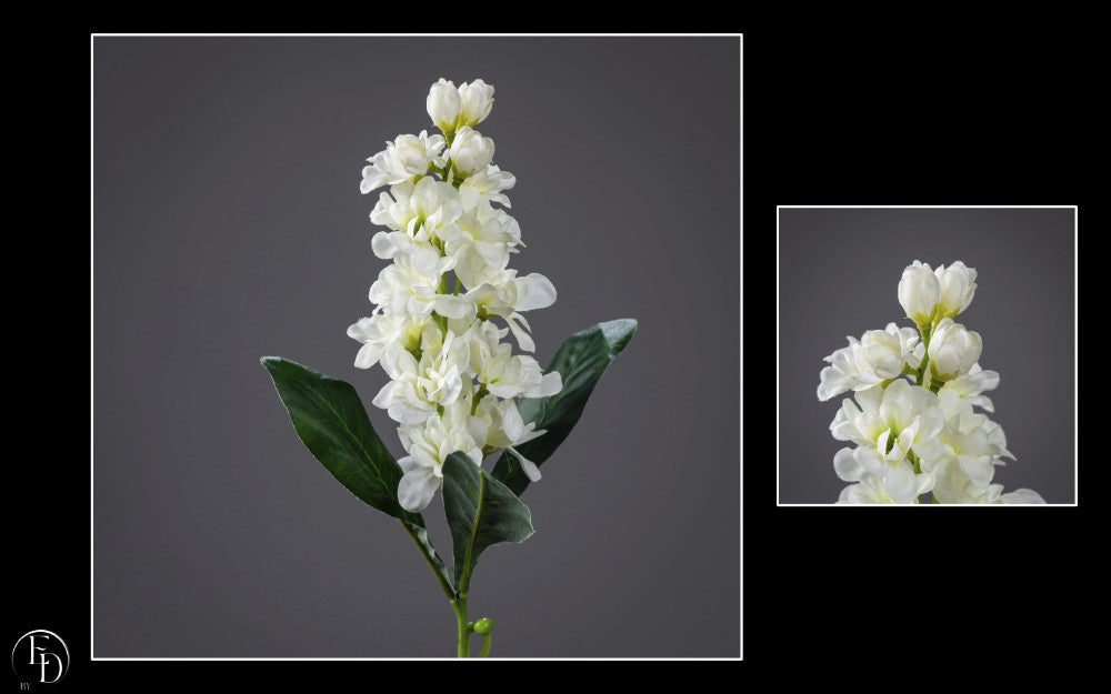 Fleur artificielle Delphinium - création bouquet - H.49cm - crème - Q3