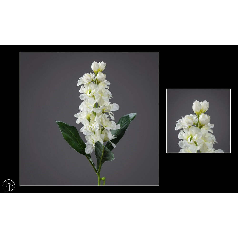 Fleur artificielle Delphinium - création bouquet - H.49cm - crème - Q3