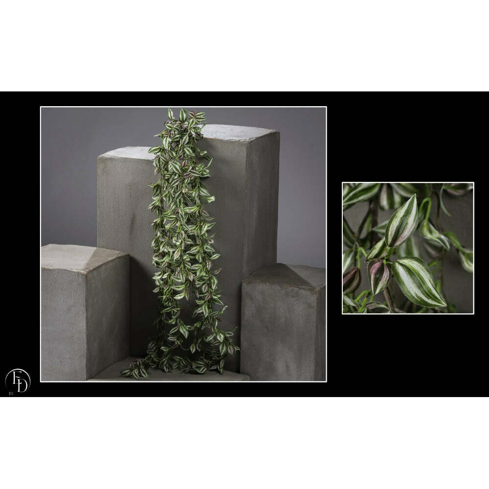 Branche artificielle de misère zébrée retombante- décoration d'intérieur - H. 150 cm panaché vert blanc rose- Q4