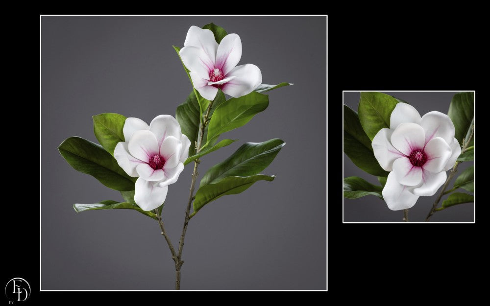 Fleur artificielle tige de magnolia polyfoam - décoration d'intérieur - H. 70 cm creme rose Q3