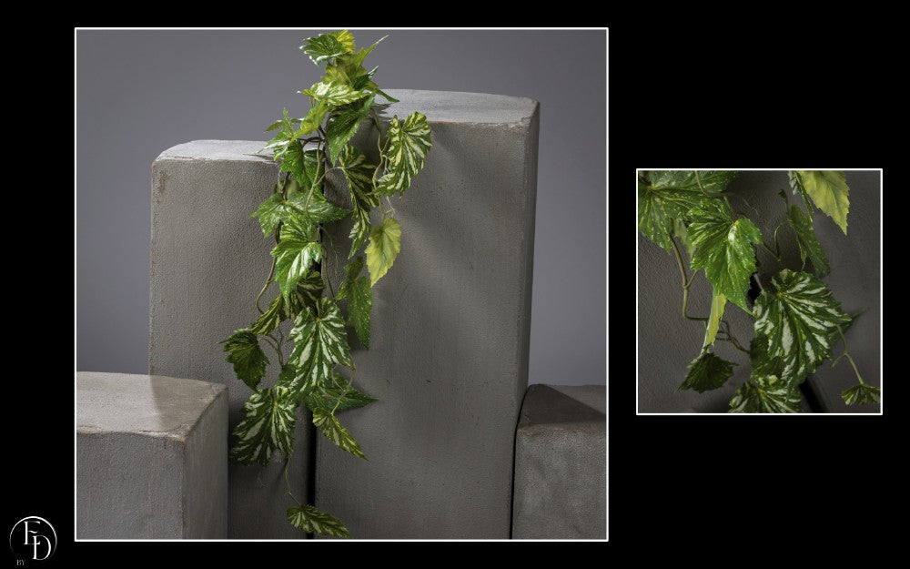 Chute de Bégonia Rex artificielle 91 cm – Un feuillage panaché aux nuances de vert - S4