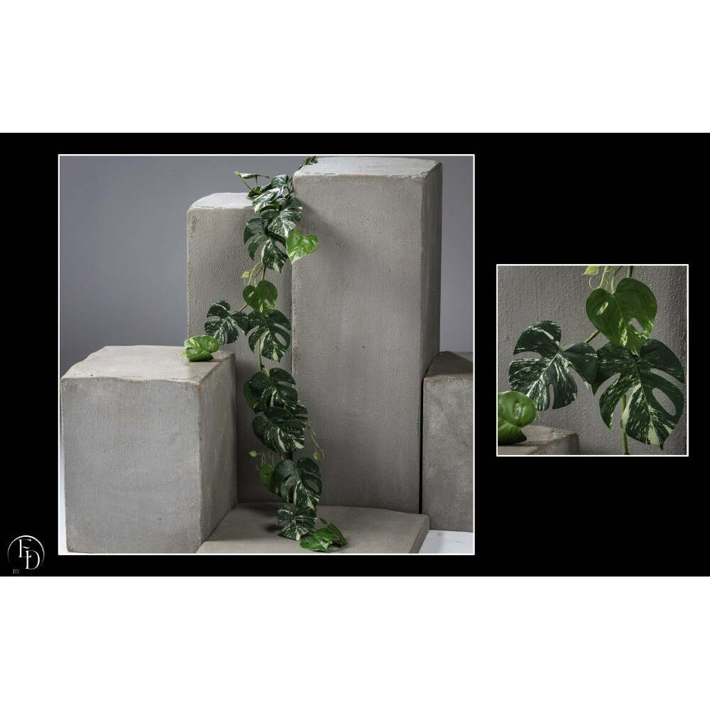 Guirlande artificielle philodendron - décoration pour intérieur - long 135 cm vert/panaché - R4