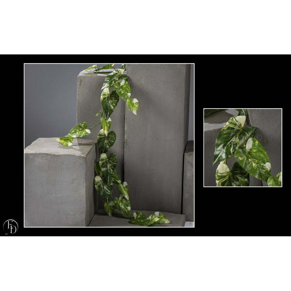 Guirlande artificielle Pothos - décoration pour intérieur - H.135 CM creme/vert R4