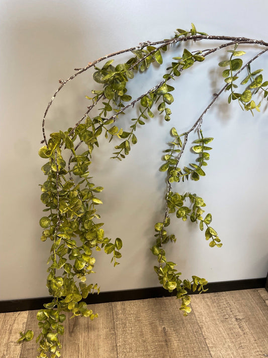 Branche artificielle de buis retombant- décoration d'intérieur - H.155 cm - Vert -S2