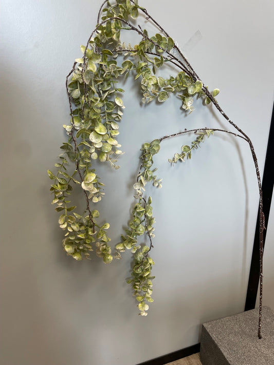 Branche artificielle de buis retombant- décoration d'intérieur - H.155 cm - Vert/gris - S2