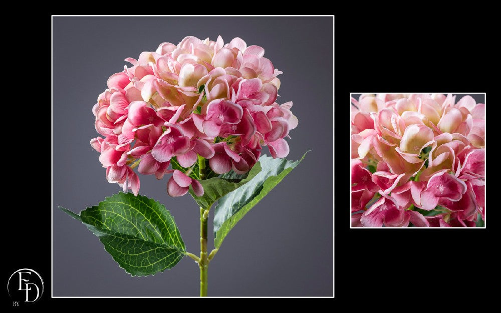 Hortensia artificiel rose nuancé 66 cm – Douceur florale et élégance intemporelle - Q4