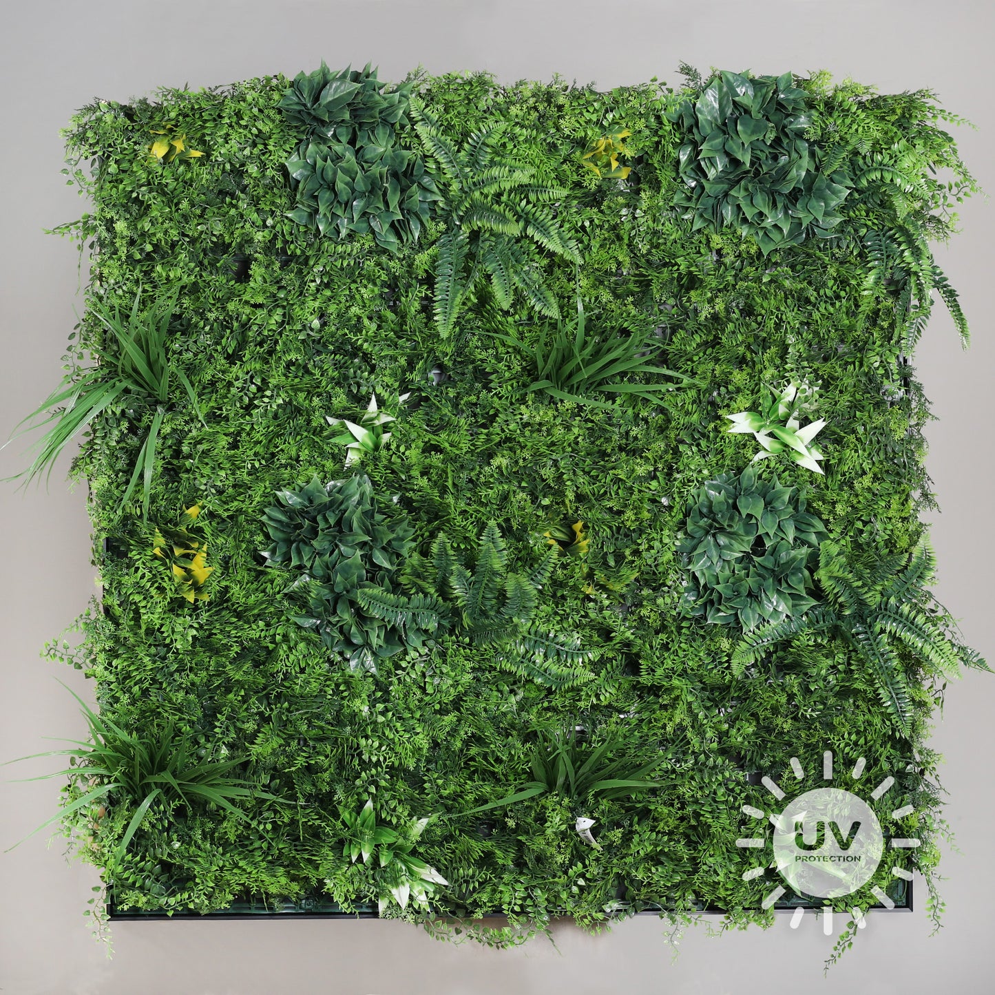 Tableau végétal artificiel encadré - décoration murale - 100 x 100 cm vert et jaune