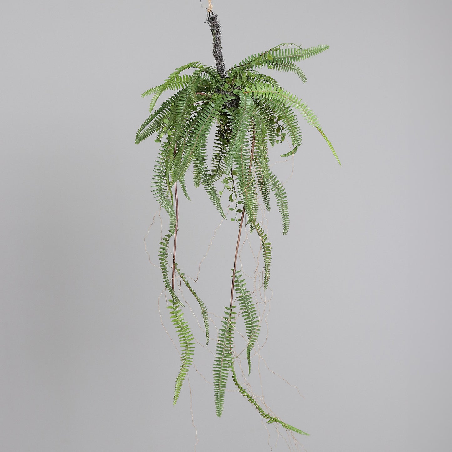 Composition artificielle boule de fougère à suspendre - Feuillage intérieur - H.104cm vert