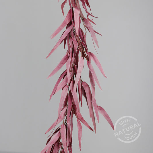 Guirlande artificielle d'eucalyptus - feuillage pour intérieur - H.120cm bordeaux