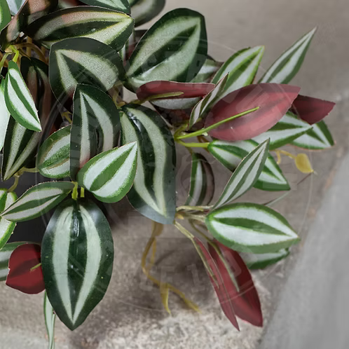 Feuillage artificiel Tradescantia zebrina pendula en pot - H.18 cm - panaché - S3