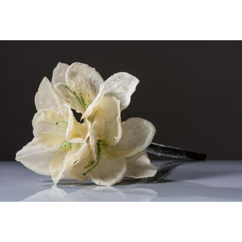fleur artificielle Tige d'Amaryllis givrée CHAMPAGNE hauteur 77 cm - NO2