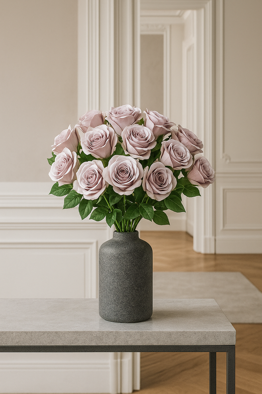 Fleur artificielle rose - composition florale - H.68cm - mauve clair
