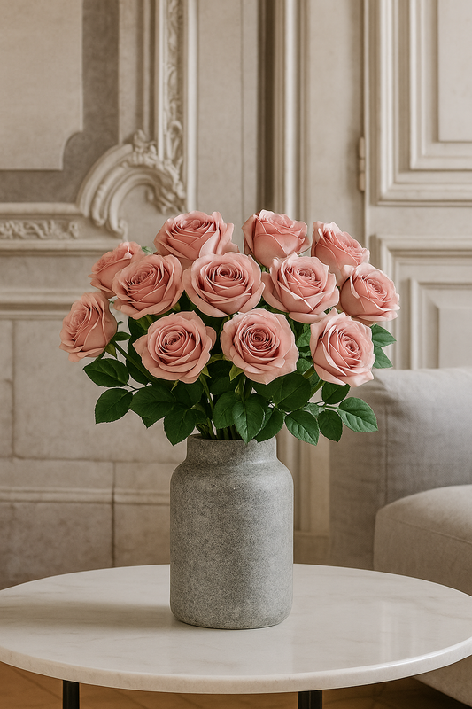 Fleur artificielle rose - composition florale - H.68cm - rose