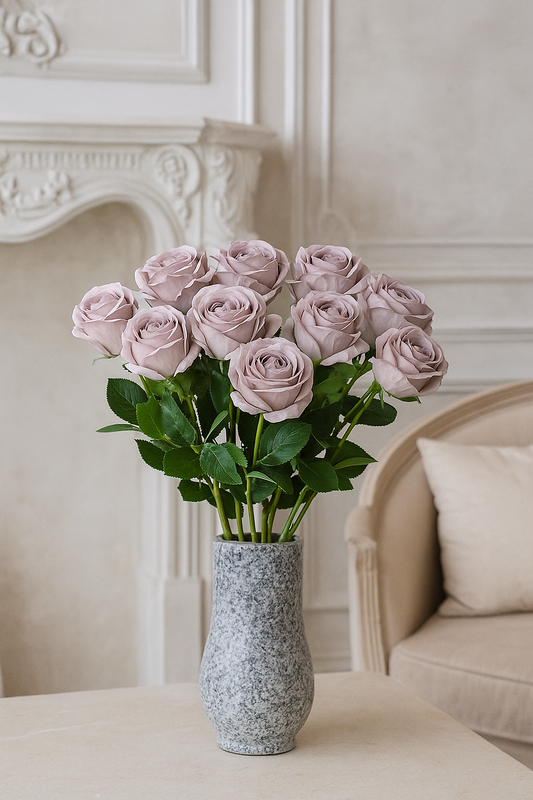 Fleur artificielle rose - composition florale - H.70cm - Mauve clair - R3