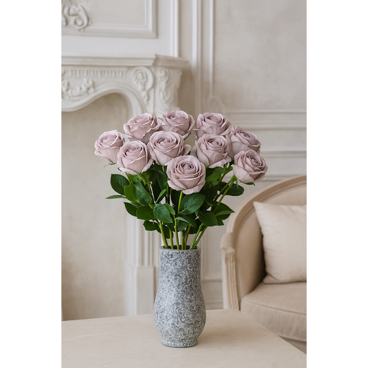 Fleur artificielle rose - composition florale - H.70cm - Mauve clair - R3