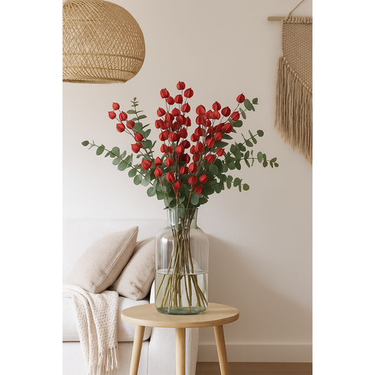 Branche de Physalis artificiel - création de bouquet - H.90cm pourpre - S3