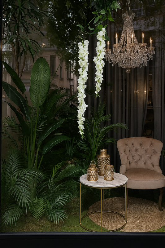 Branche artificielle Cytise - feuillage pour intérieur - H.155cm crème