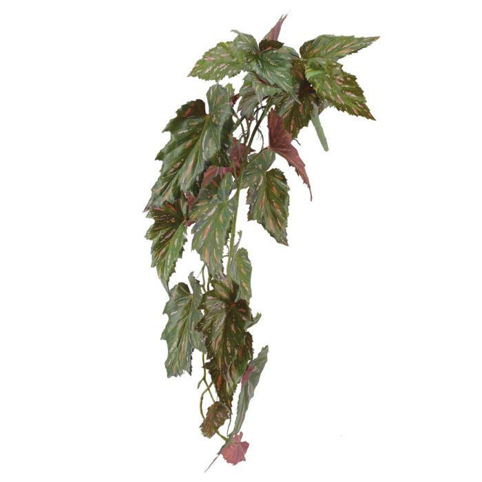 Chute artificielle de bégonia - décoration d'intérieur - H.84cm - vert rouge Z1