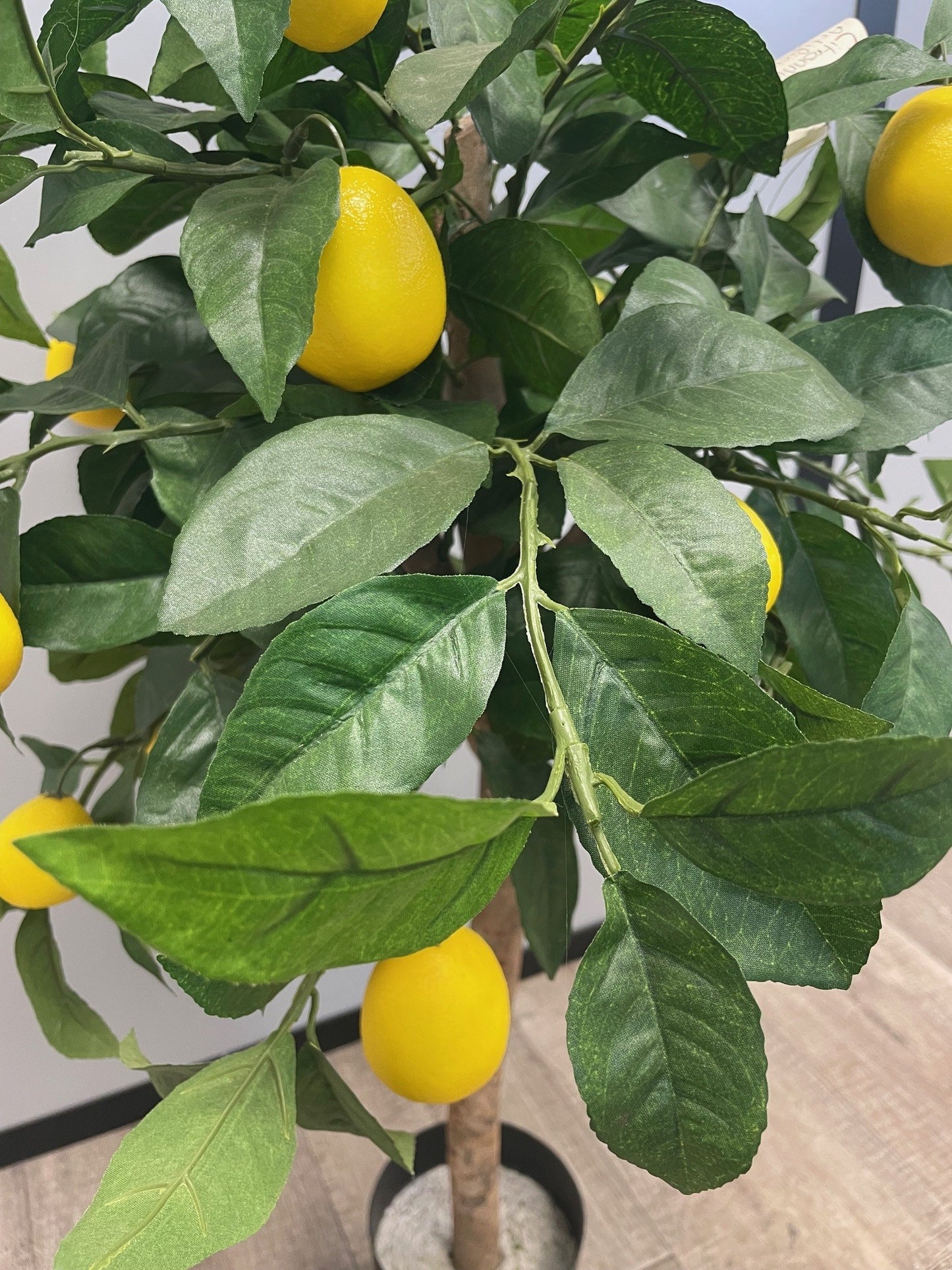 Arbre artificiel fruitier Citronnier tronc en pot - plante d'intérieur - H.80cm vert jaune